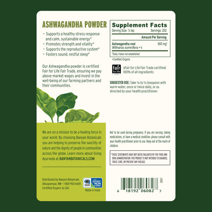 1/2 lb: Back label showing supplement facts panels