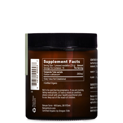 Centered Ritual Tulsi Supplement Facts Panel