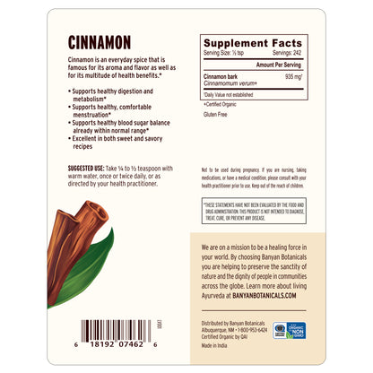 1/2 lb: Cinnamon Powder Supplement Facts