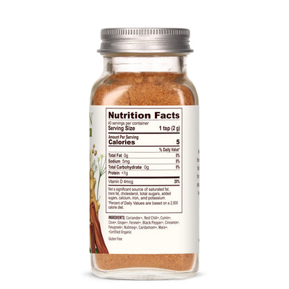 Garam Masala Spice Jar Nutrition Facts