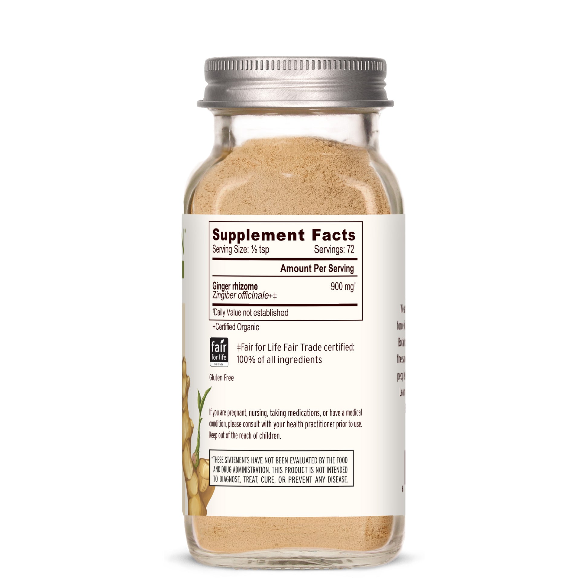 Spice Jar: side of jar showing supplement facts panel